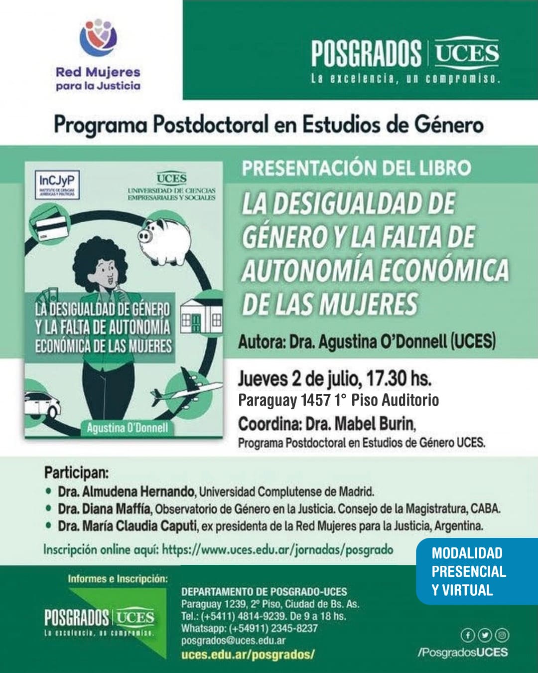 Presentación del libro “La desigualdad de género y la falta de autonomía económica de las mujeres”